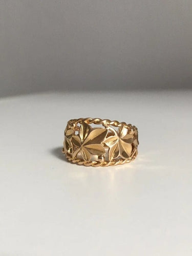 Bague 52 Bague motif végétal en or jaune 18K 58 Facettes