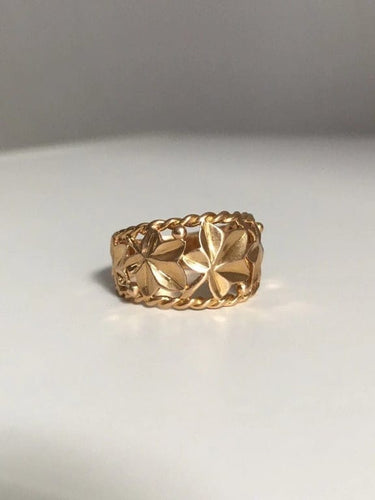 Bague 52 Bague motif végétal en or jaune 18K 58 Facettes