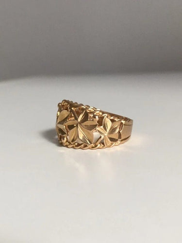 Bague 52 Bague motif végétal en or jaune 18K 58 Facettes