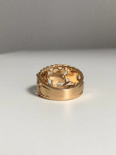 Bague 52 Bague motif végétal en or jaune 18K 58 Facettes