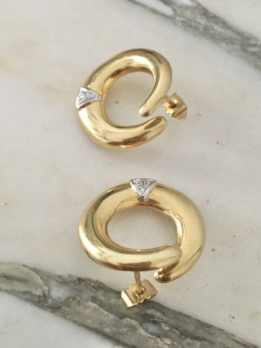 Boucles d'oreilles Boucles d’oreilles vintage spirales en or 18K et diamants 58 Facettes