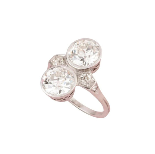 Bague 52.5 Bague Toi & Moi Art déco en platine et diamants 58 Facettes