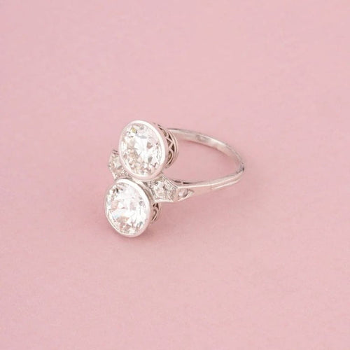 Bague 52.5 Bague Toi & Moi Art déco en platine et diamants 58 Facettes