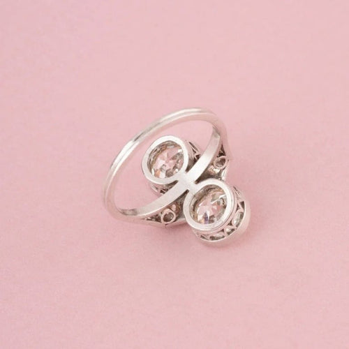 Bague 52.5 Bague Toi & Moi Art déco en platine et diamants 58 Facettes