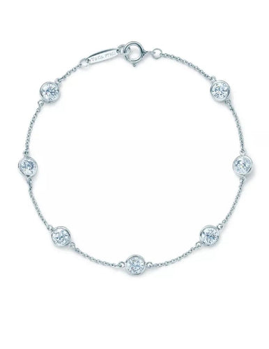 Bracelet Tiffany & Co Diamonds by the Yard - Bracelet en platine et diamants 58 Facettes