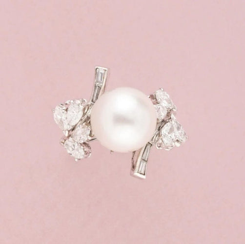 Bague 54 Bague perle des Mers du Sud et diamants en or blanc 18K 58 Facettes