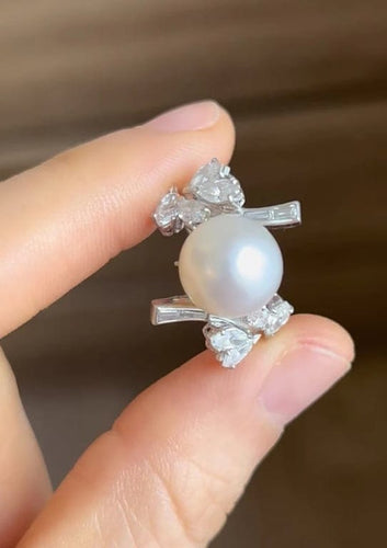 Bague 54 Bague perle des Mers du Sud et diamants en or blanc 18K 58 Facettes