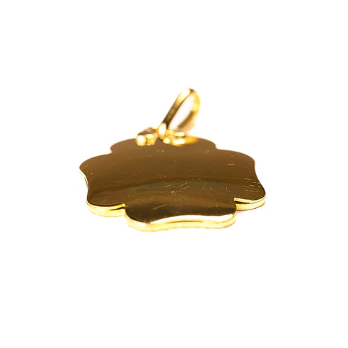 Pendentif Augis - Médaille d’amour trèfle en or jaune et rubis synthétiques 58 Facettes LMB-311