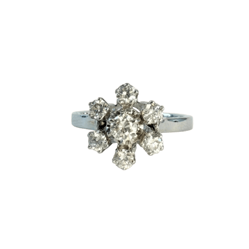 Bague 48 Bague marguerite - Bague en or gris 18 carats et diamants 58 Facettes INV038