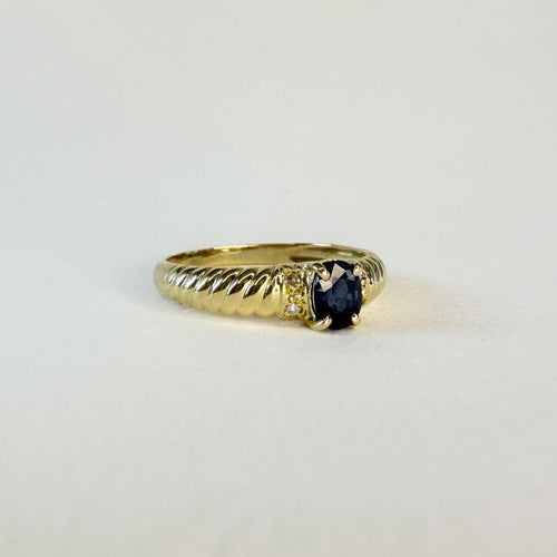 Bague 53 Bague n° 23 en or jaune 18 carats avec saphir et diamants 58 Facettes INV023