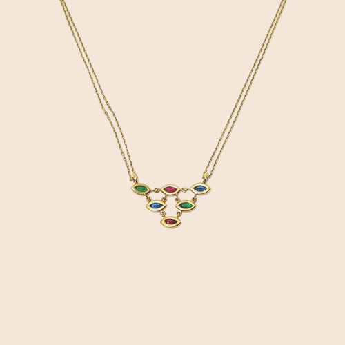 Collier Collier n° 72 - Collier double rang en or jaune 18 carats et pierres 58 Facettes INV072