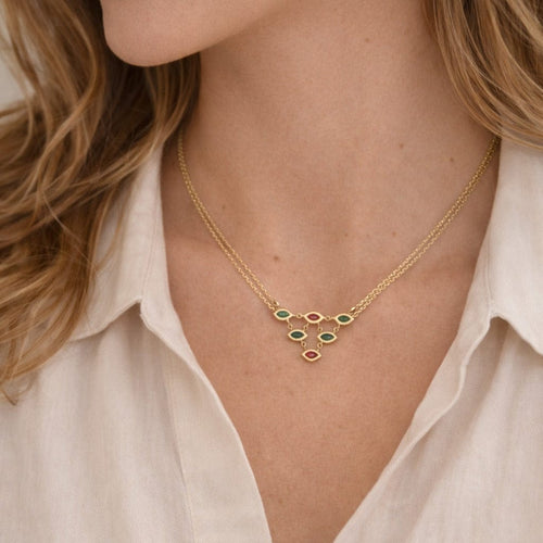 Collier Collier n° 72 - Collier double rang en or jaune 18 carats et pierres 58 Facettes INV072