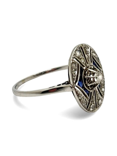 Bague 57 Bague ancienne en or blanc 18K avec saphirs et diamants 0,25 ct 58 Facettes 1416