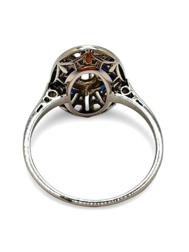 Bague 57 Bague ancienne en or blanc 18K avec saphirs et diamants 0,25 ct 58 Facettes 1416