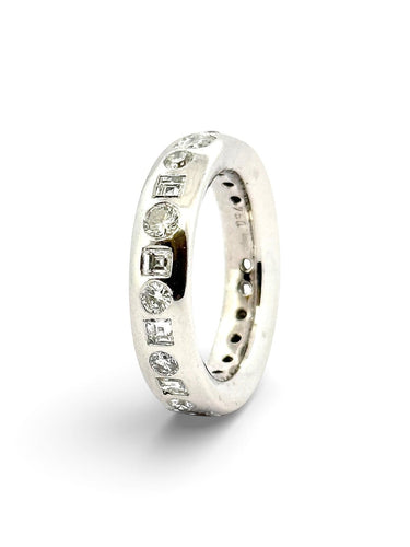 Bague 58 Alliance en or blanc 18 carats et diamants naturels 58 Facettes Bague