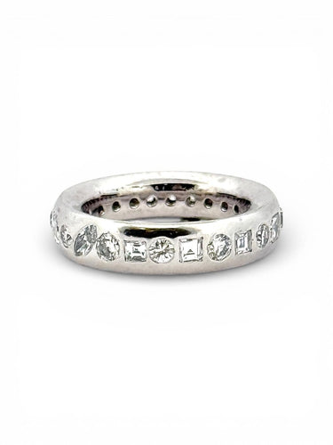Bague 58 Alliance en or blanc 18 carats et diamants naturels 58 Facettes Bague
