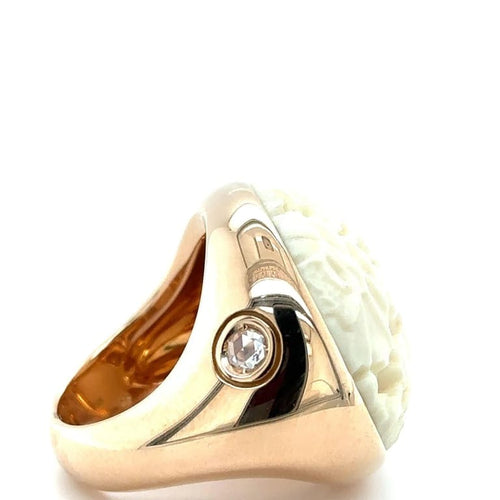 Bague 54 Pomellato Victoria - Bague en or rose, agate blanche et diamant 58 Facettes RÉF 1_0002311/3