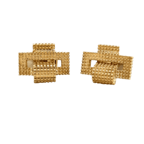 Boutons de manchette Boutons de manchette rectangulaires en or jaune 18 carats 58 Facettes 681/19