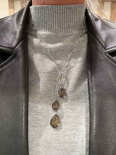 Collier Collier sautoir en or blanc 18 carats et quartz fumé 58 Facettes 1.0001481/1