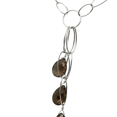 Collier Collier sautoir en or blanc 18 carats et quartz fumé 58 Facettes 1.0001481/1
