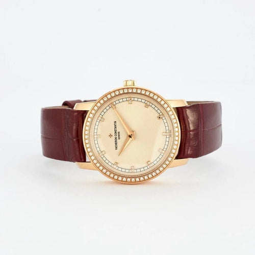 Montre Vacheron Constantin Patrimony Traditionnelle - Montre petit modèle en or rose et diamants 58 Facettes