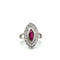 Bague 48 Bague marquise en or blanc 18 carats, rubis et diamants 58 Facettes 11078/15