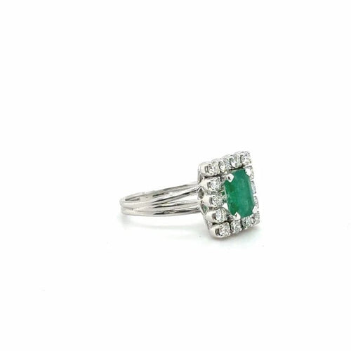Bague 48 Bague vintage en or blanc 18 carats, émeraude et diamants 58 Facettes 1.0001674/1