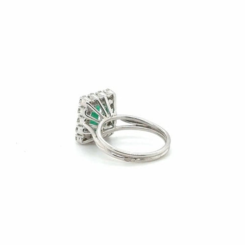 Bague 48 Bague vintage en or blanc 18 carats, émeraude et diamants 58 Facettes 1.0001674/1