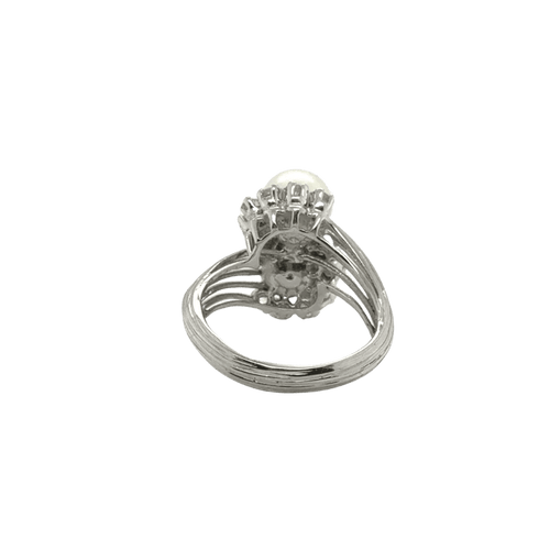 Bague 57 Bague Toi et Moi en or blanc 18 carats, perles de culture et diamants 58 Facettes 1.0001830/3