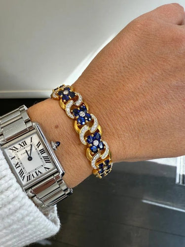 Bracelet Bracelet en or jaune 22 carats serti de saphirs et diamants 58 Facettes 1.0002546/1