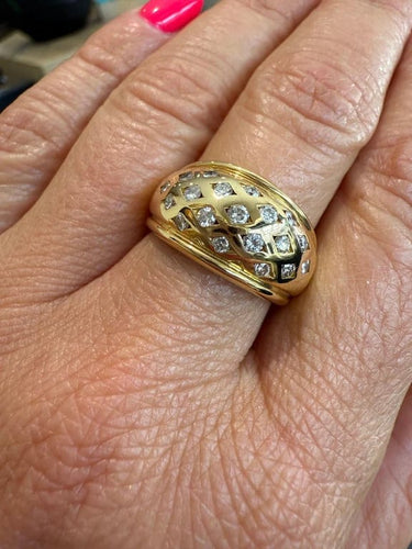 Bague 58 Bague en or jaune 18 carats et diamants taille brillant 58 Facettes 469/18