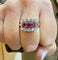 Bague 58 Bague jarretière ancienne en or blanc 14 carats, diamants et rubis 58 Facettes 0