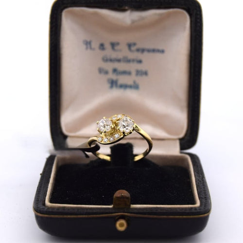 Bague 54 Bague Toi et Moi en or jaune 18 ct avec diamants 58 Facettes AN533 - P17 (00019)