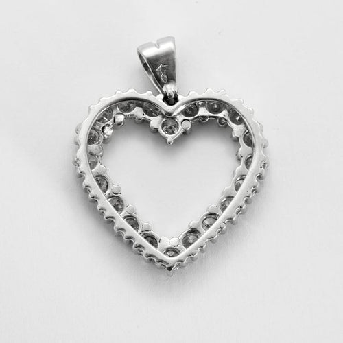Pendentif Pendentif cœur en or blanc 18K et diamants (3,6 carats) 58 Facettes COMP1307-1