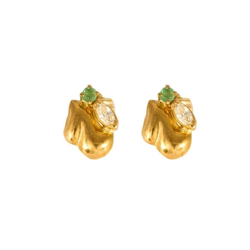 Boucles d'oreilles Puces d’oreilles - Émeraudes en or jaune 18 ct 58 Facettes