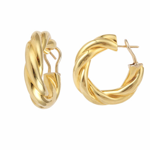 Boucles d'oreilles Créoles torsadées - Boucles d’oreilles en or jaune 18 carats 58 Facettes BO260