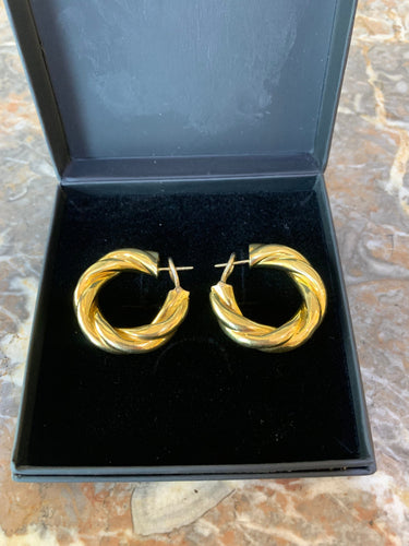 Boucles d'oreilles Créoles torsadées - Boucles d’oreilles en or jaune 18 carats 58 Facettes BO260