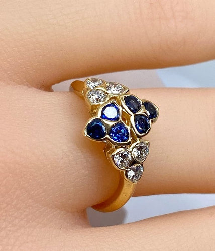 Bague 51 Mauboussin - Bague en or jaune 18 carats, saphirs et diamants 58 Facettes AB670