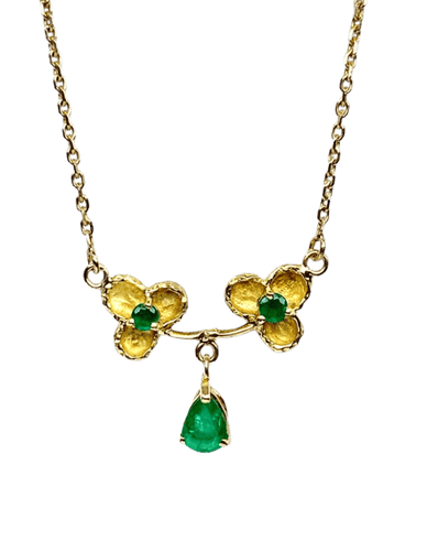 Collier Collier pendentif en or jaune 18 carats et émeraudes 58 Facettes AB675