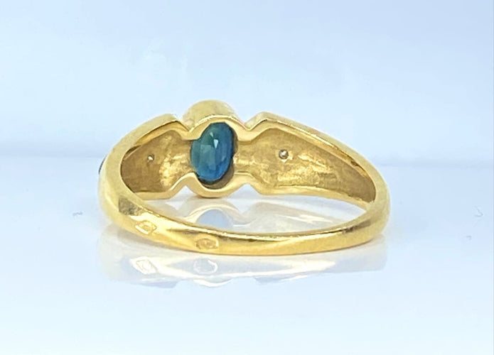 Bague 53 Bague jonc en or jaune 18 carats avec saphir, diamants et émail 58 Facettes AB676
