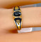 Bague 53 Bague jonc en or jaune 18 carats avec saphir, diamants et émail 58 Facettes AB676