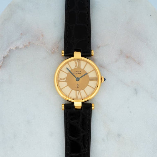 Montre Cartier Must Vendôme - Montre femme SM à cadran romain doré en vermeil 58 Facettes 1