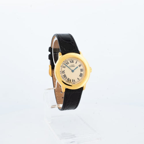 Montre Cartier Must Ronde - Montre SM en vermeil, cadran ivoire chiffres romains 58 Facettes 1