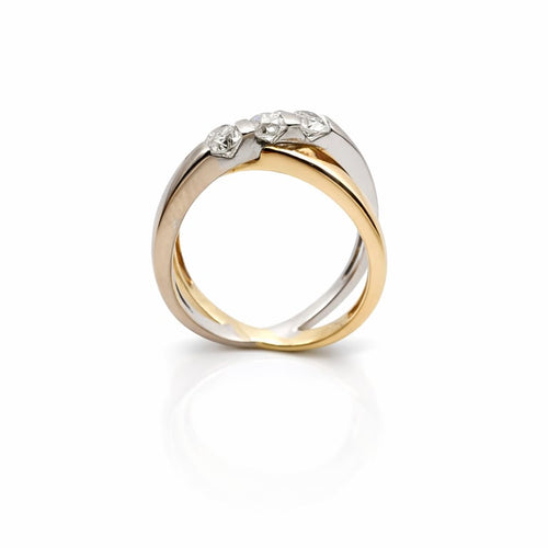 Bague 54 Bague bicolore en or 18 carats et diamants 58 Facettes Bague bicolore en or et diamants