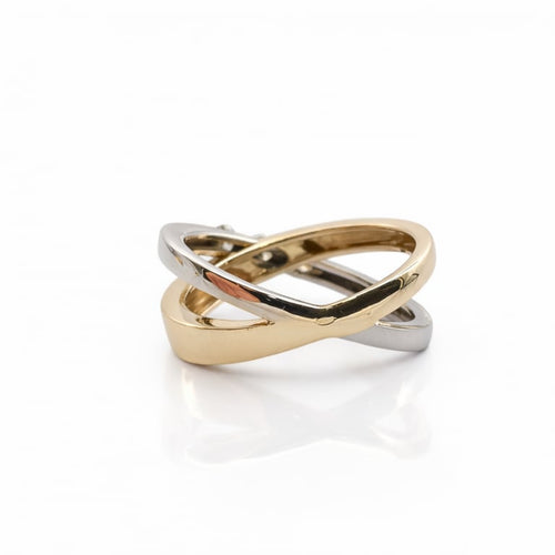 Bague 54 Bague bicolore en or 18 carats et diamants 58 Facettes Bague bicolore en or et diamants