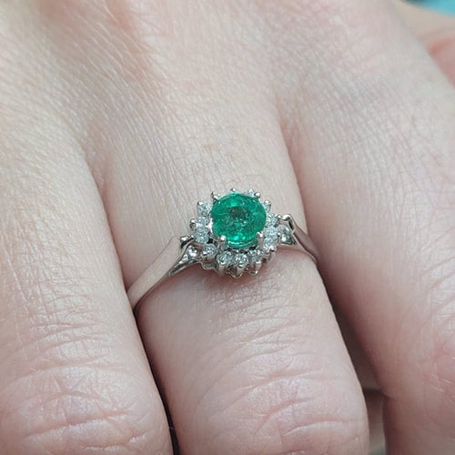 Bague 54 Bague émeraude et diamants en or blanc 18k 58 Facettes S464