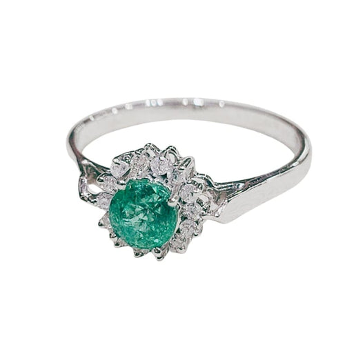 Bague 54 Bague émeraude et diamants en or blanc 18k 58 Facettes S464