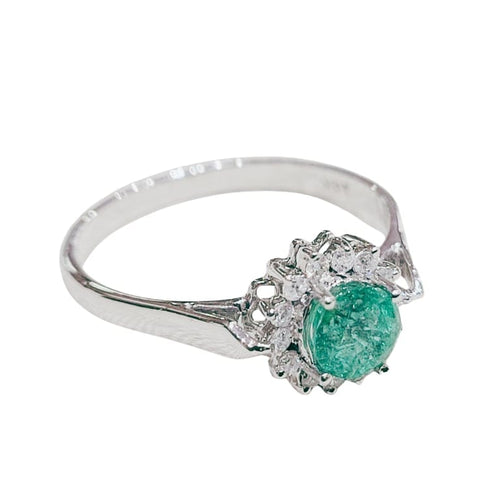 Bague 54 Bague émeraude et diamants en or blanc 18k 58 Facettes S464