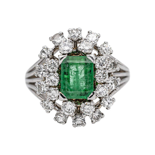 Bague 56 Bague Pompadour Or blanc, Platine Emeraude, Diamant 58 Facettes 4781305RV