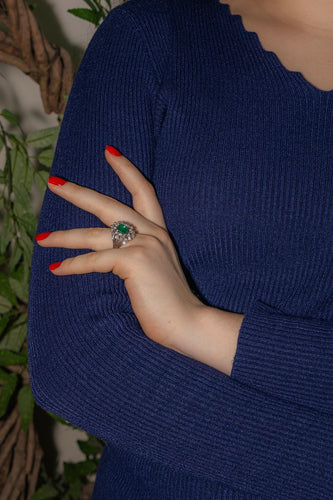 Bague 56 Bague Pompadour Or blanc, Platine Emeraude, Diamant 58 Facettes 4781305RV